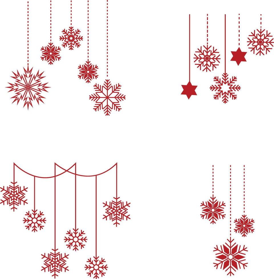 Christmas Snowflakes Hanging Decoration. For New Year Background. Vector Illustration