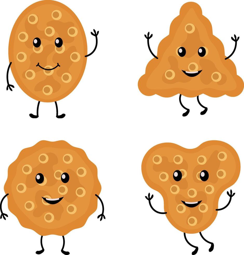 World Cookie Icon Collection. Flat Cartoon Character. Isolated On White Background vector