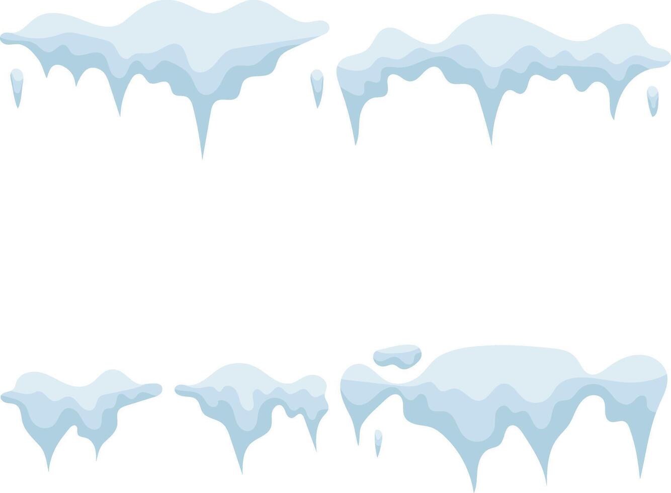 capa de nieve frontera recopilación. resumen dibujos animados diseño, vector ilustración