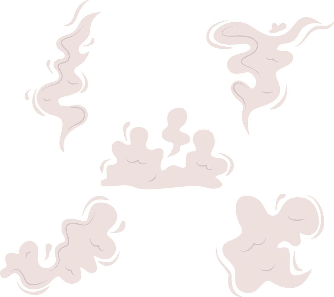 dibujos animados fumar nube con plano dibujos animados estilo. aislado en blanco antecedentes. vector ilustración colocar.
