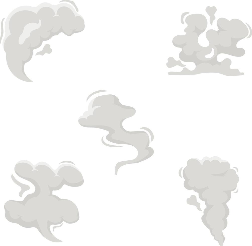 Cartoon Smoke Cloud Icon Set. For Comic Element. Clouds Explosion vector
