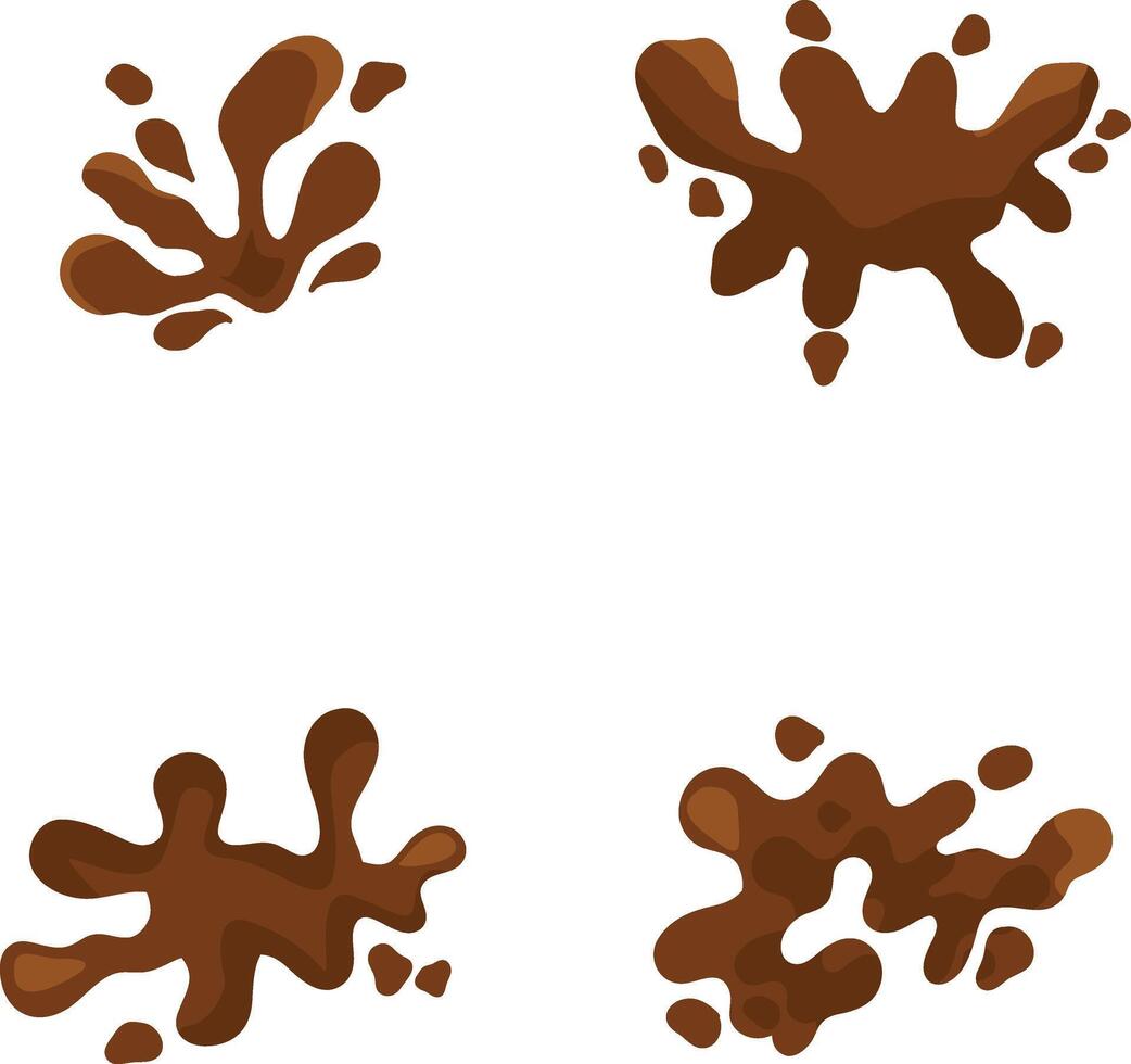conjunto de chocolate chapoteo. chocolate gotas y manchas vector ilustración