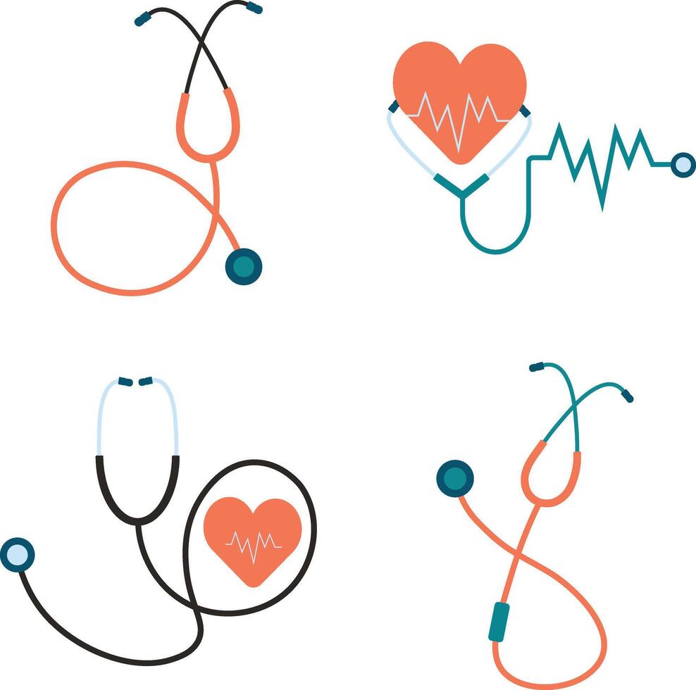 Stethoscope Medical Illustration on White Background. Flat Vector Icon.