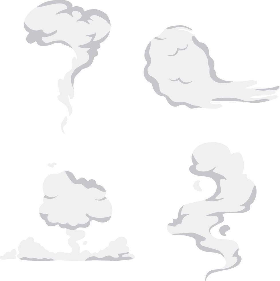 Cartoon Smoke Cloud with Abstract Design Style. Isolated Vector Illustration