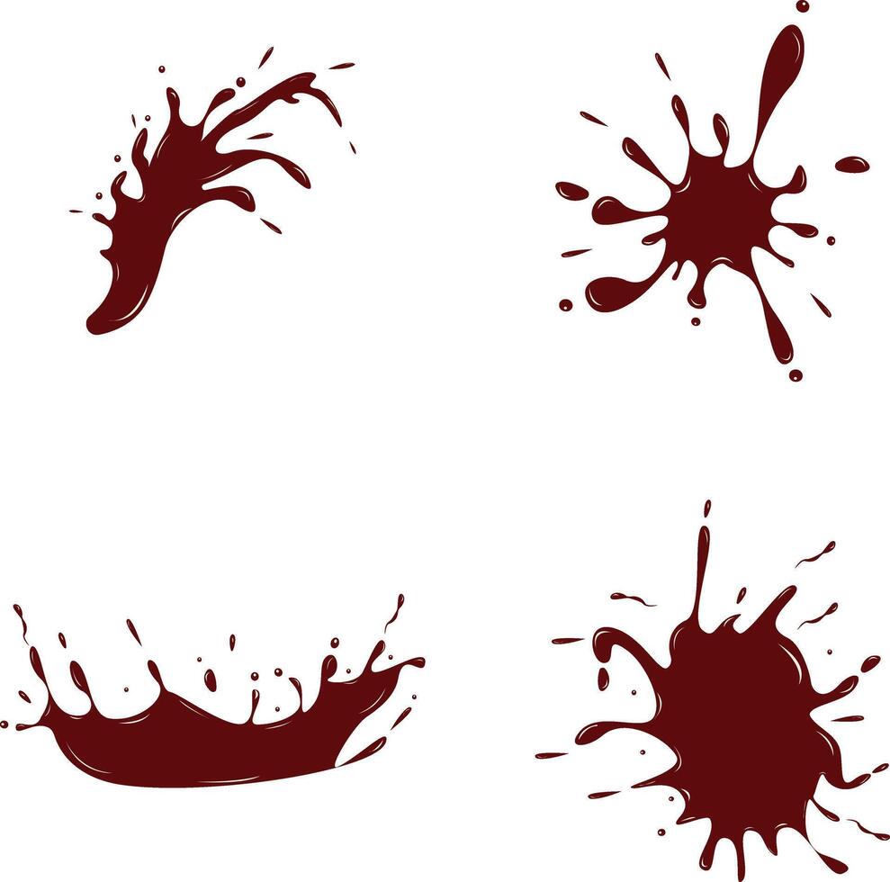 Set of Chocolate Splash. Melting Chocolate On White Background vector