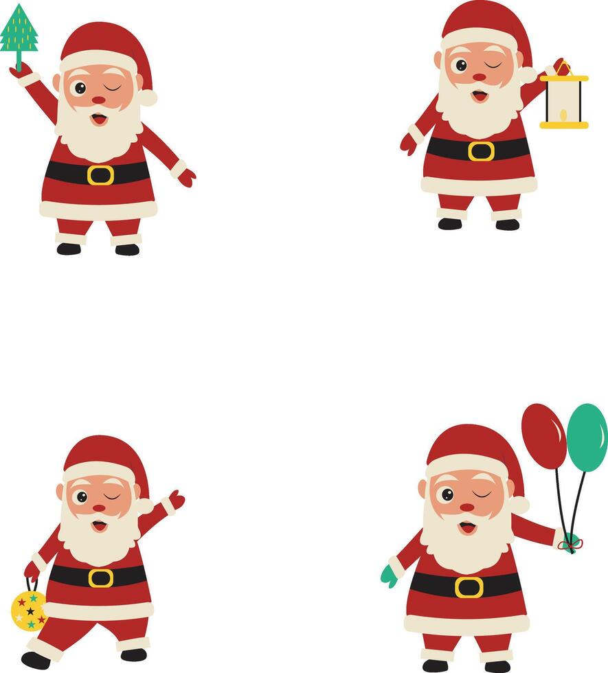 Navidad Papa Noel sombrero icono colocar. con dibujos animados diseño y formas vector