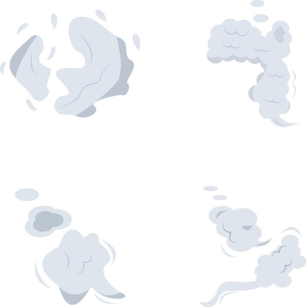 Cartoon Smoke Cloud Illustration Set. Abstract Design Style. Isolated Vector. vector