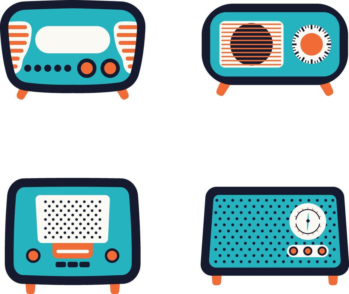 Old Radio Stereo With Vintage Design. Vector Illustration