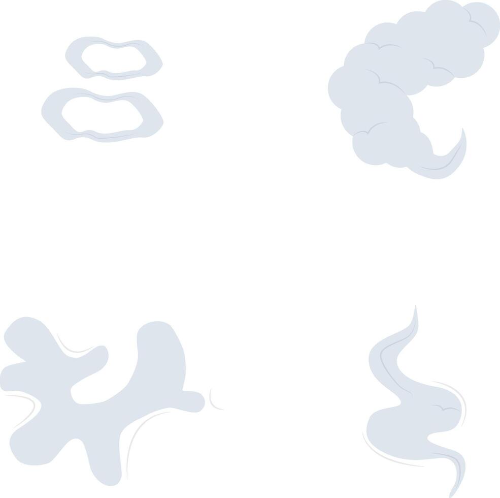 Cartoon Smoke Cloud In Abstract Design. Isolated Vector Icon Set