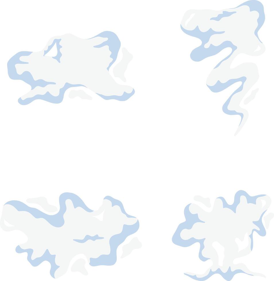 Collection of Cartoon Smoke Cloud. In Different Shapes. Isolated Vector Illustration.