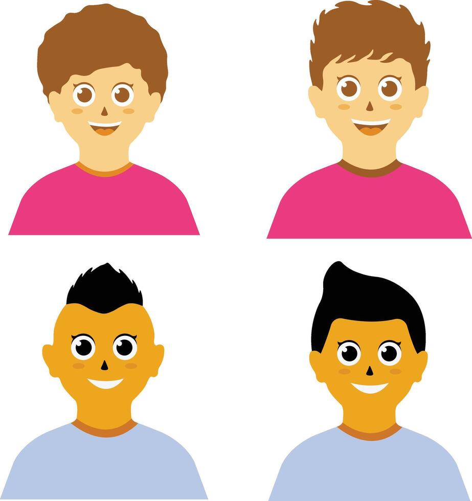 conjunto de niños avatares. en plano dibujos animados estilo. aislado vector icono