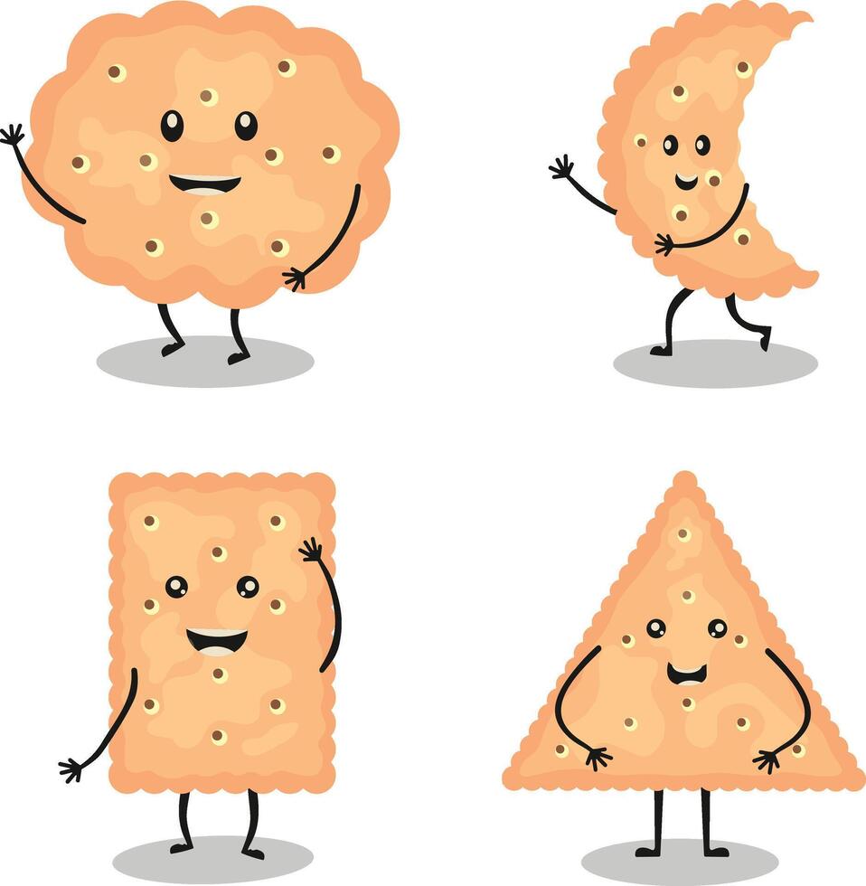 Collection of World Cookie Day Character. Cute Cartoon Style, Vector Illustration