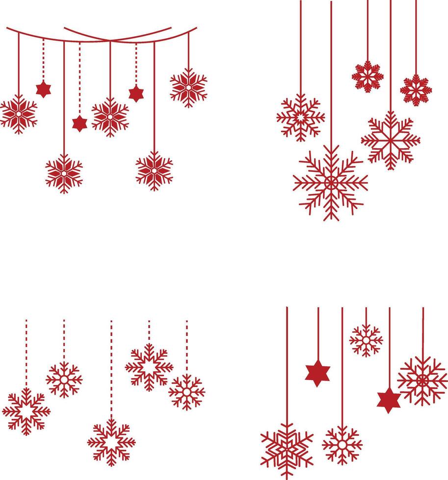 Navidad copos de nieve colgando decoración. para nuevo año antecedentes. vector ilustración