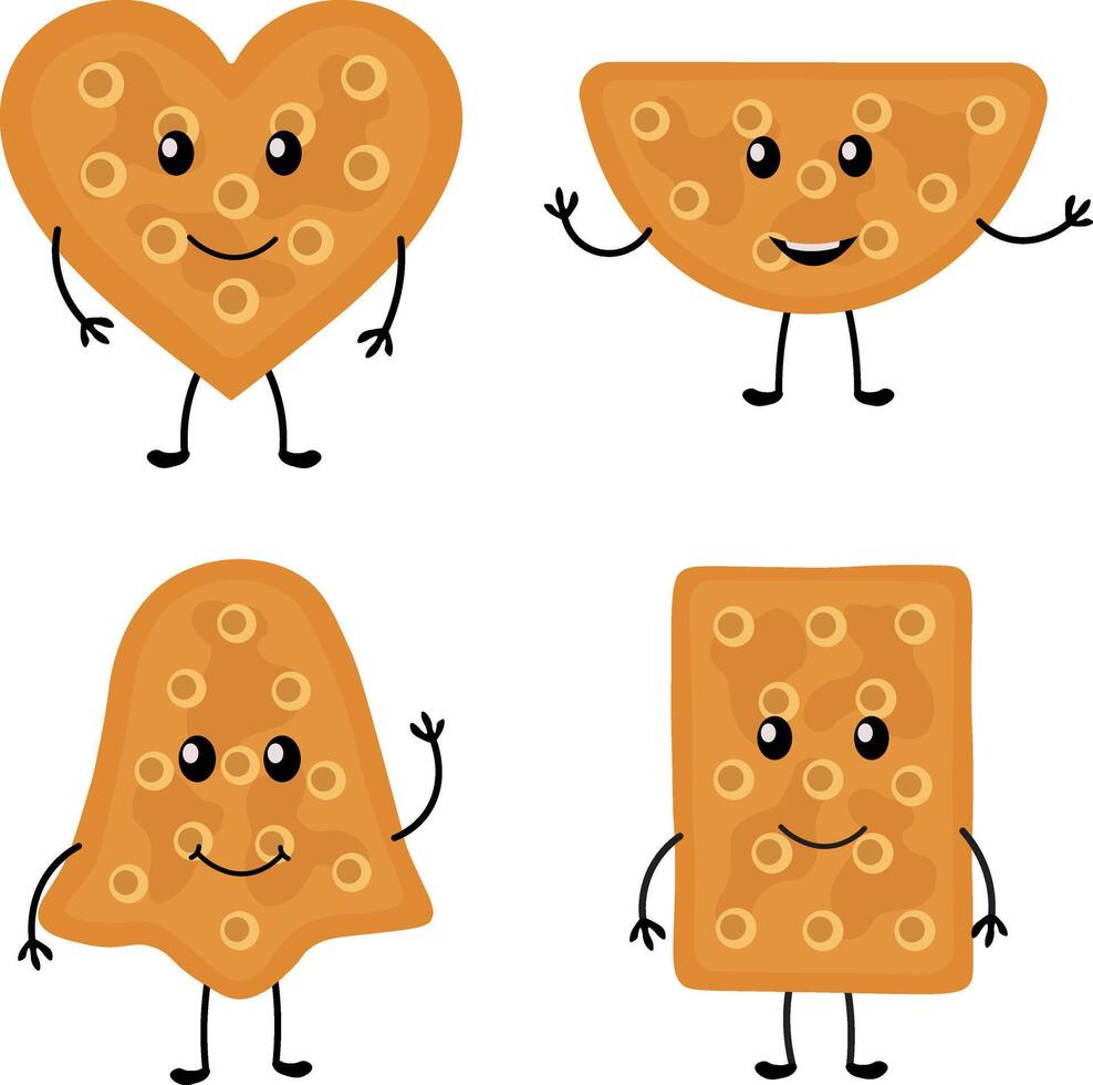 World Cookie Icon Collection. Flat Cartoon Character. Isolated On White Background vector