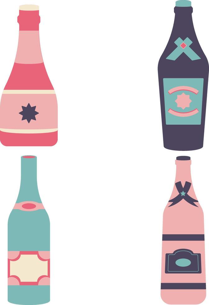 colección de varios botellas plano dibujos animados estilo. aislado vector icono