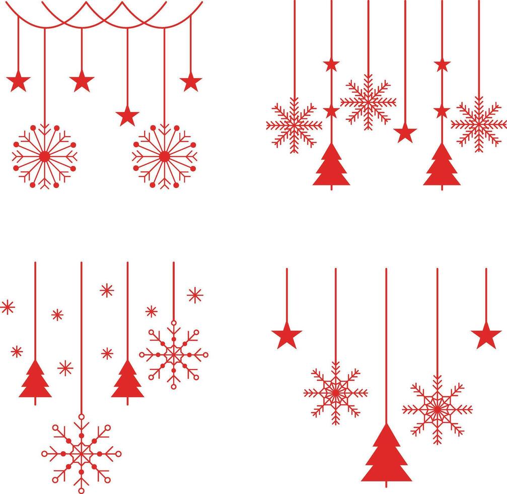 Christmas Snowflakes Hanging with Flat Design Style. vector