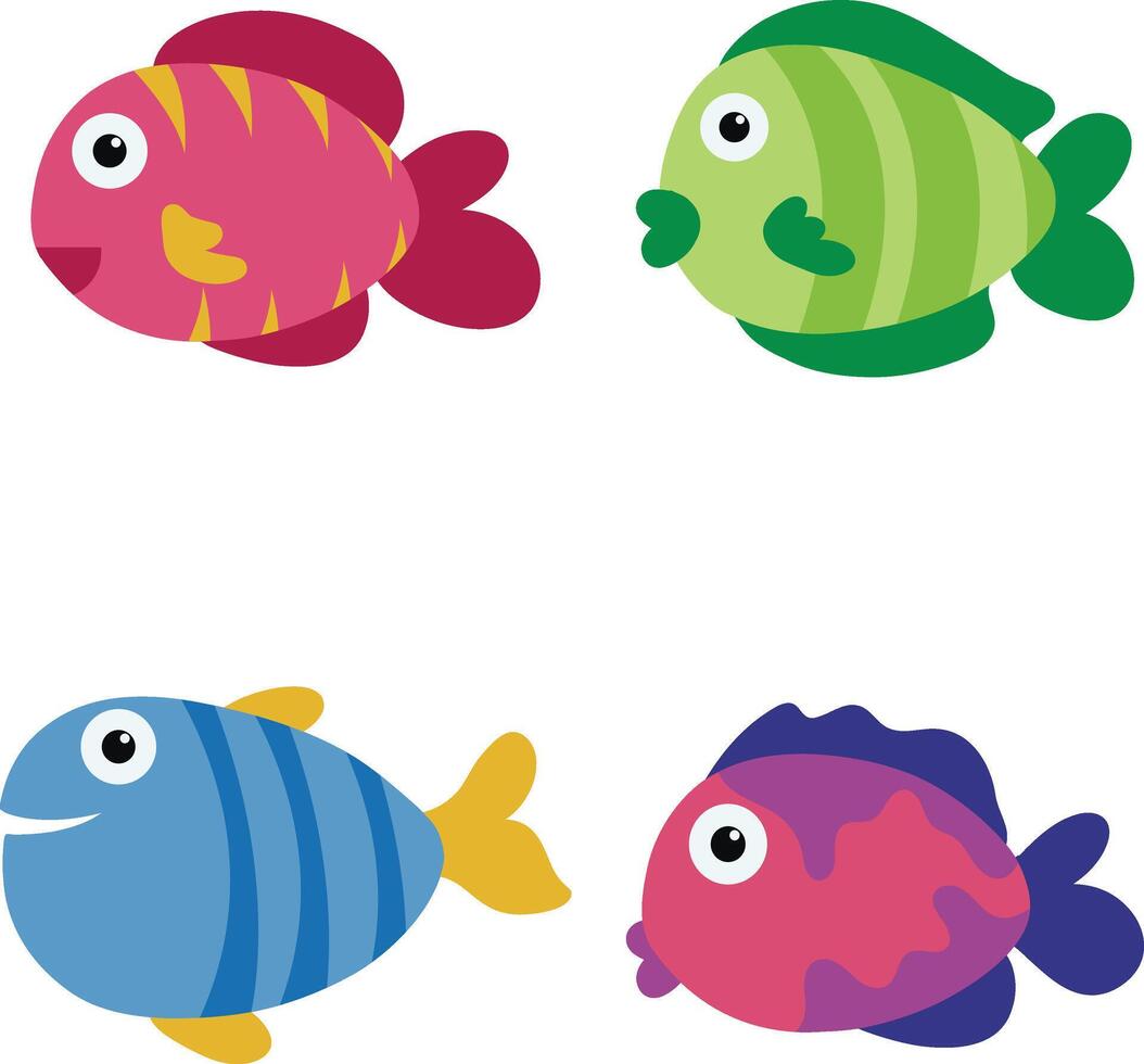 adorable pescado ilustración. plano dibujos animados diseño y formas aislado en blanco antecedentes vector