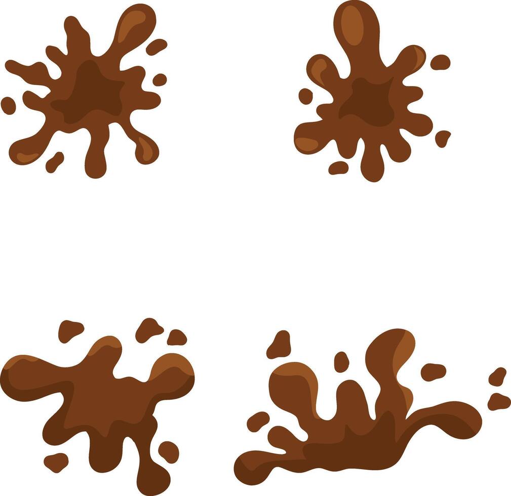 Set of Chocolate Splash. Chocolate Drops and Stains. Vector Illustration