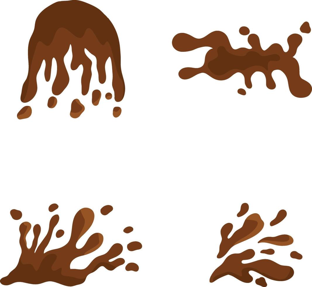 Set of Chocolate Splash. Chocolate Drops and Stains. Vector Illustration