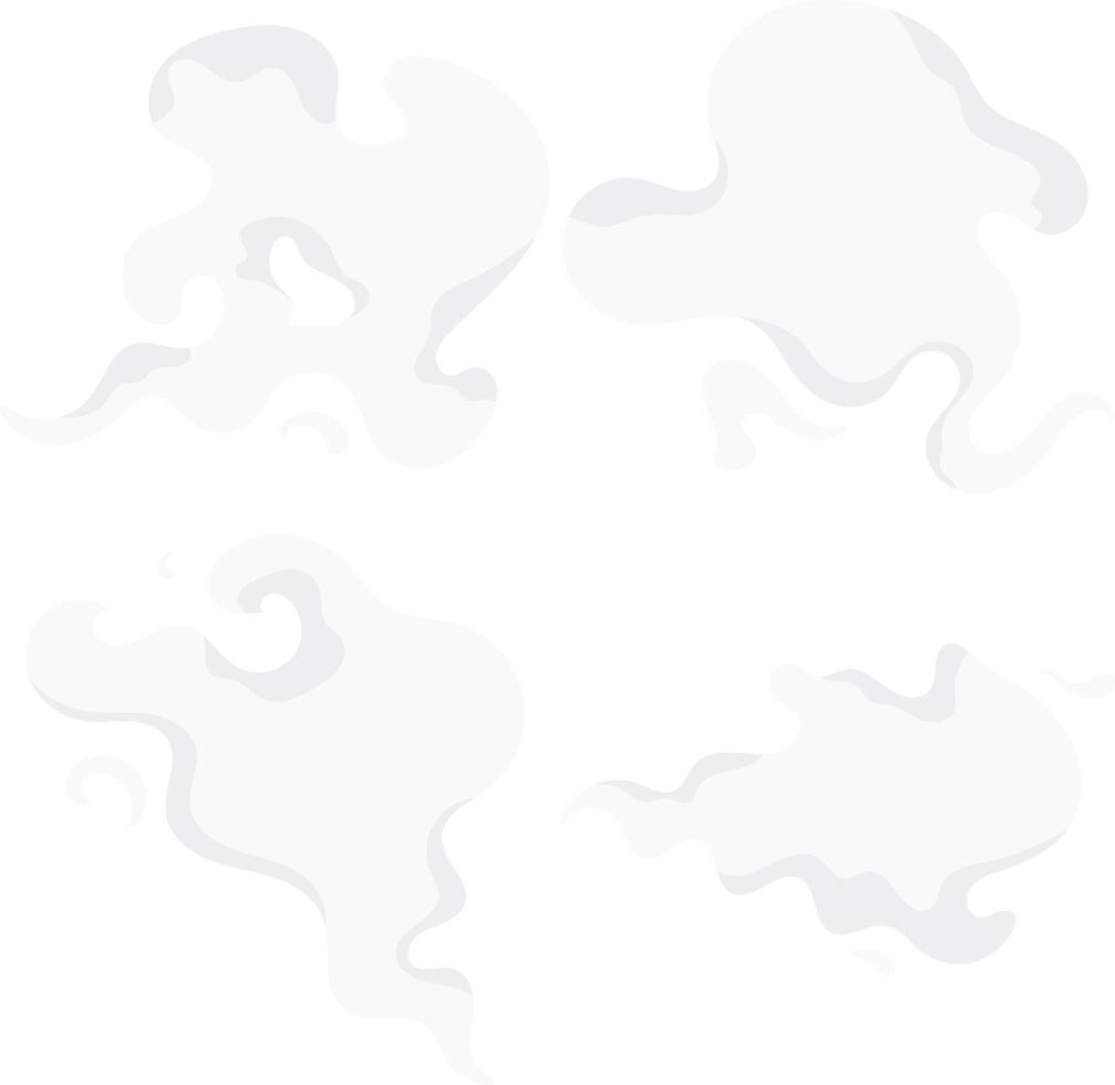 Cartoon Smoke Cloud in Abstract Design Style. Isolated on White Background, Vector Illustration.