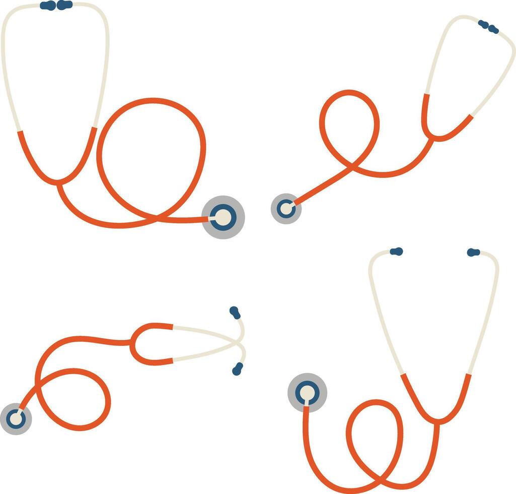 Stethoscope Medical Icon Set. Flat Design and Shapes. Vector Illustration