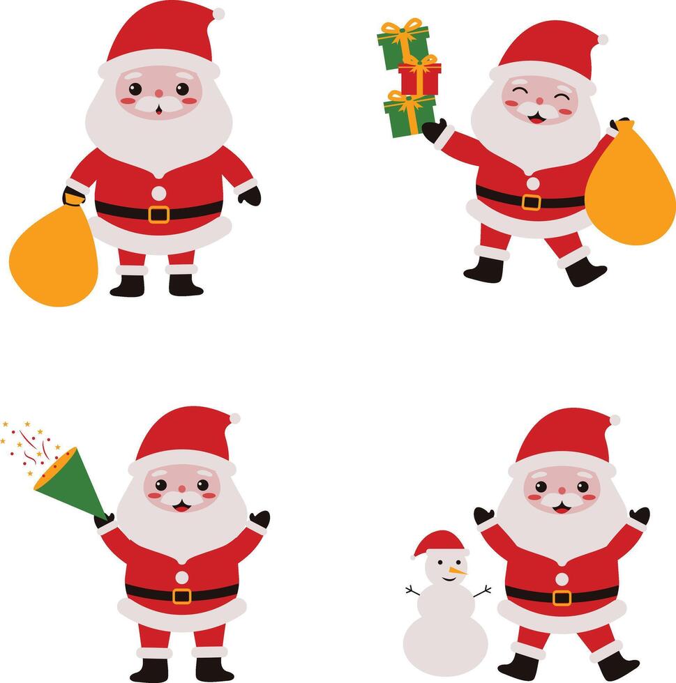 Navidad Papa Noel sombrero con dibujos animados diseño estilo. personaje colección en blanco antecedentes. vector ilustración