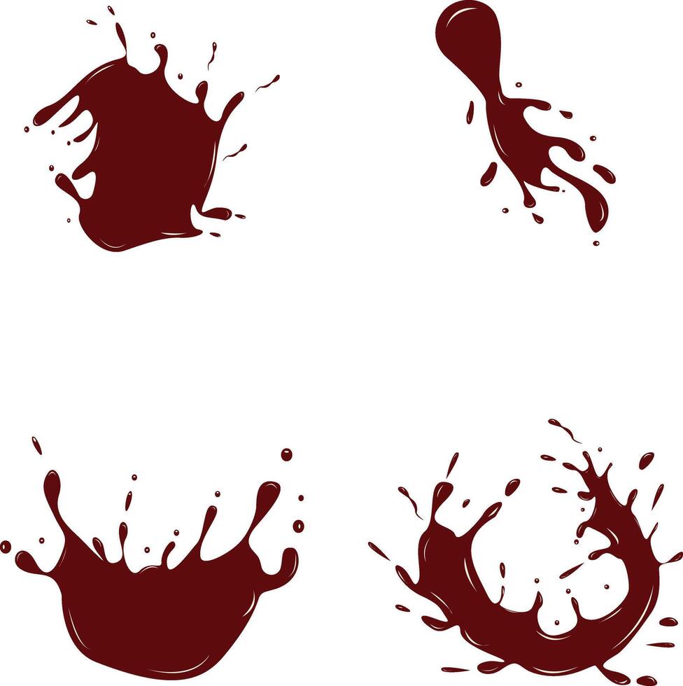 Set of Chocolate Splash. Melting Chocolate On White Background vector