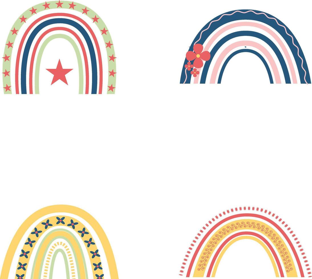 Rainbow Boho Icon. in Cute Pastel Color, Vector Illustration
