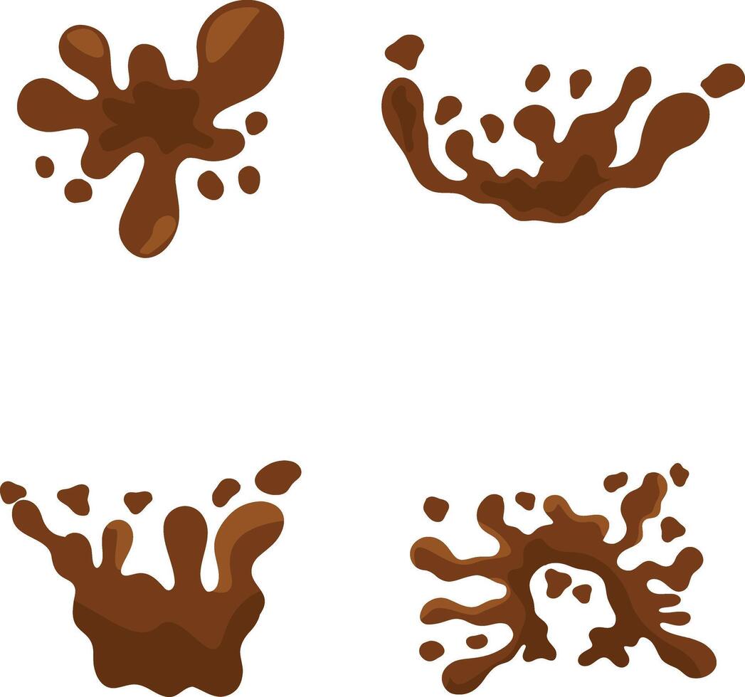 Set of Chocolate Splash. Chocolate Drops and Stains. Vector Illustration