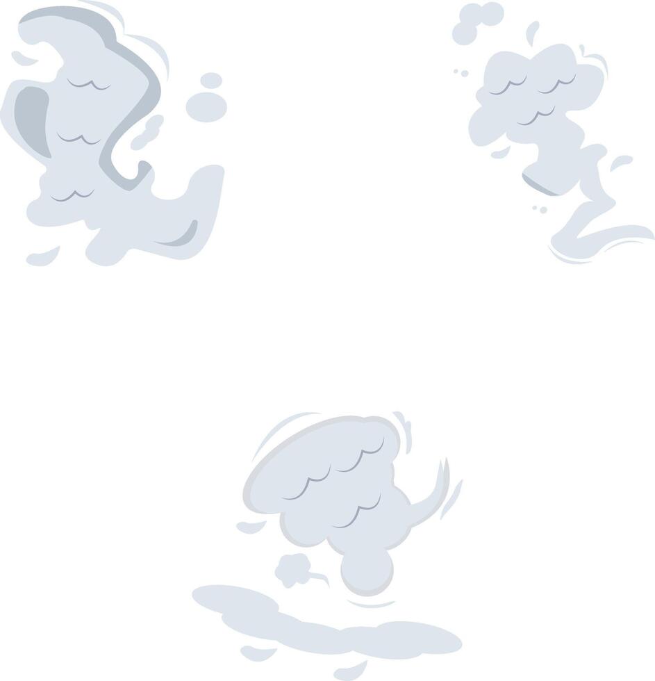 Cartoon Smoke Cloud Illustration Set. Abstract Design Style. Isolated Vector. vector