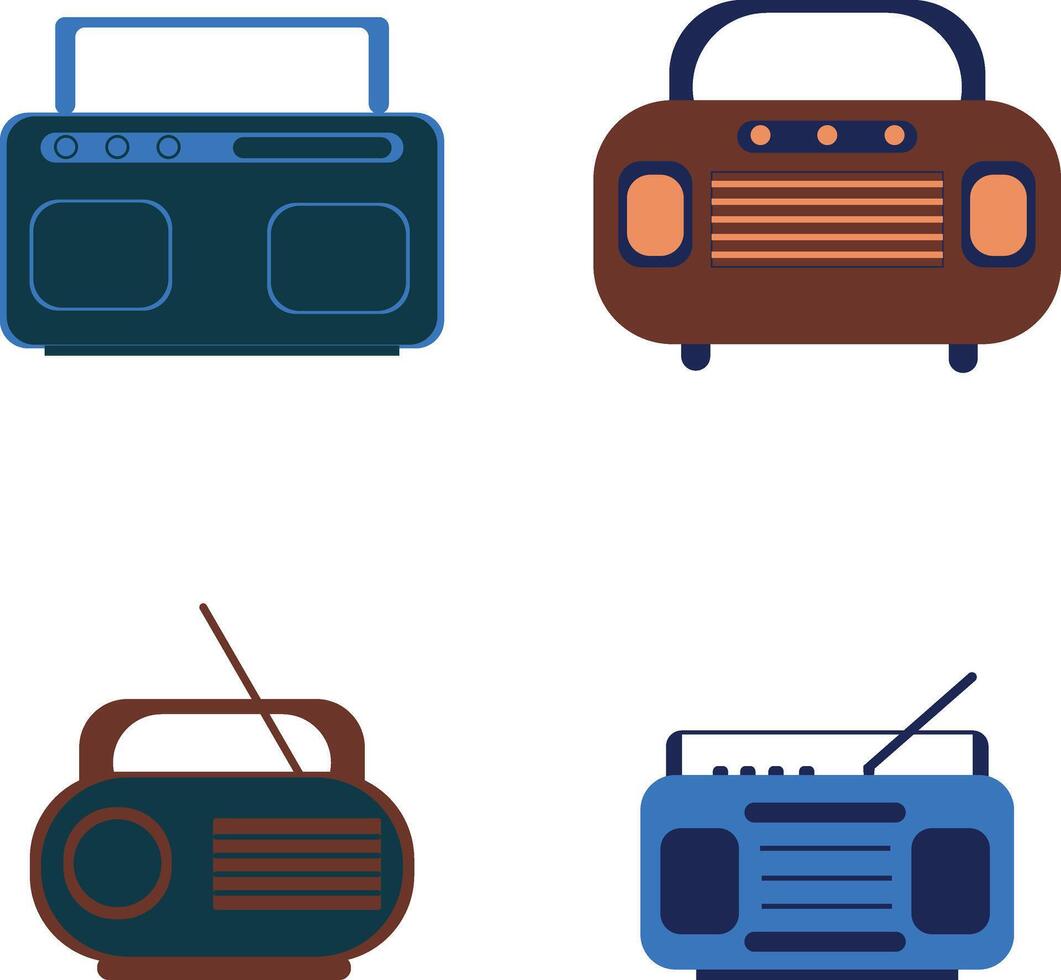 Old Radio Stereo Icon. with Classic Cartoon Design. Isolated Vector Set.
