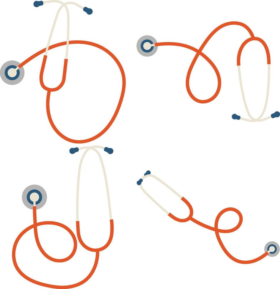 Stethoscope Medical Icon Set. Flat Design and Shapes. Vector Illustration