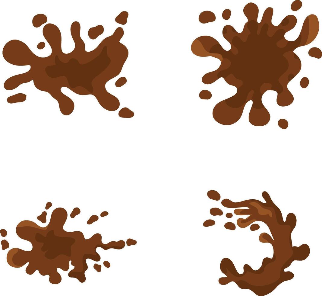 conjunto de chocolate chapoteo. chocolate gotas y manchas vector ilustración