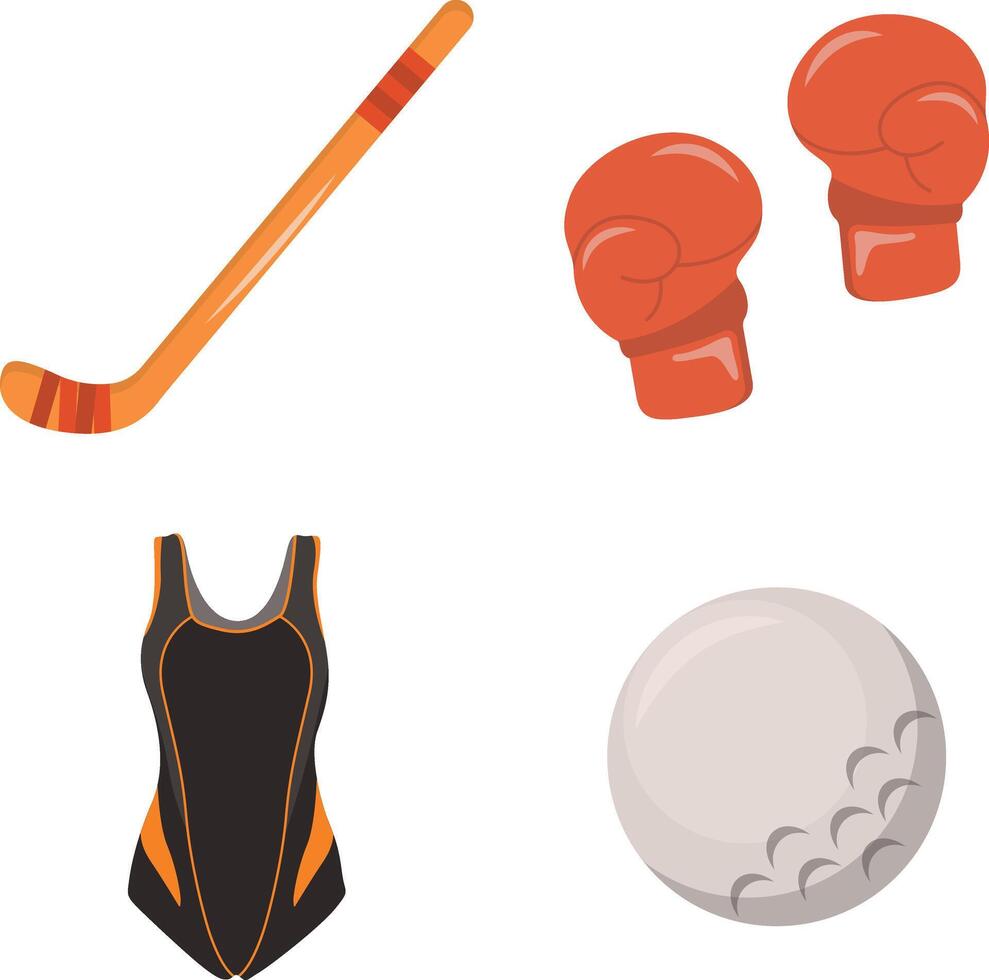 Sports Equipment Icons. Isolated Vector Set.