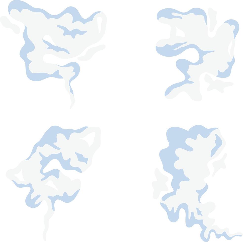 Collection of Cartoon Smoke Cloud. In Different Shapes. Isolated Vector Illustration.
