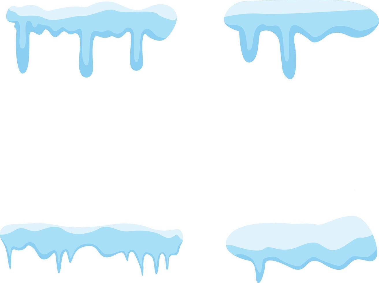 Snowcap Border Elements. Collection of Melting Ice. Vector Illustration