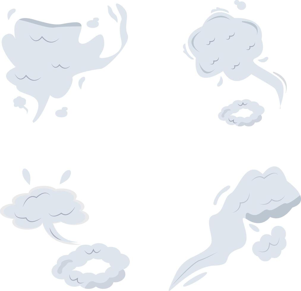 Cartoon Smoke Cloud Illustration Set. Abstract Design Style. Isolated Vector. vector