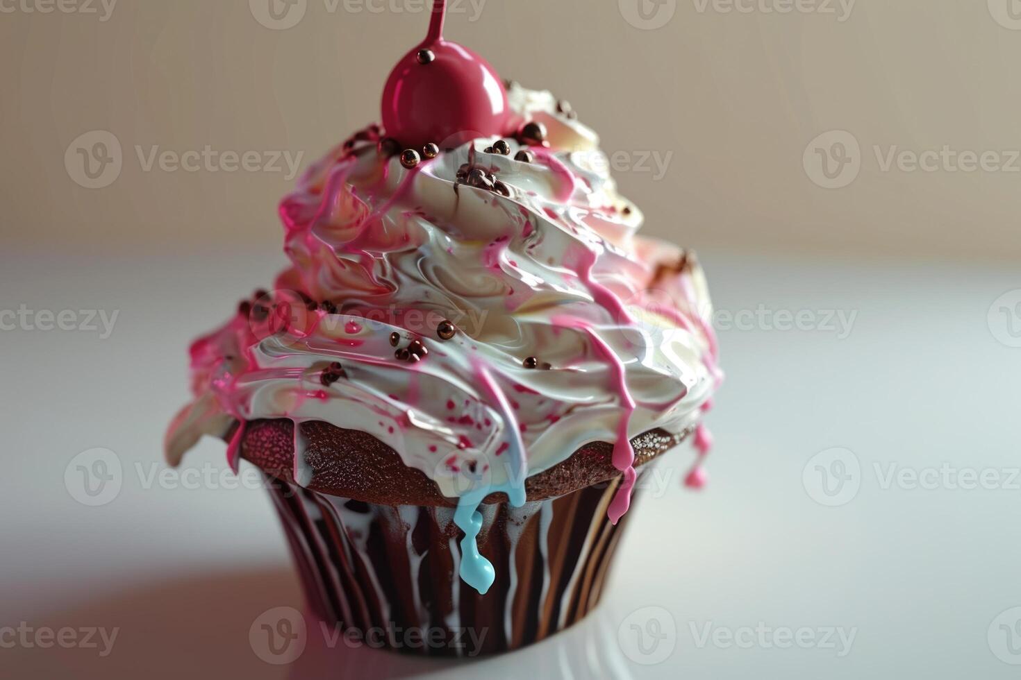 AI generated Summery Ice cream cupcake photo