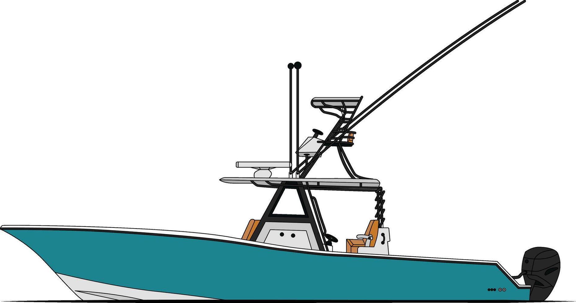 Side view fishing boat vector