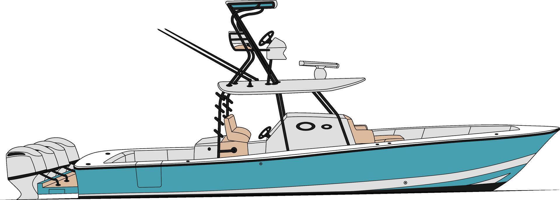 Side view fishing boat vector