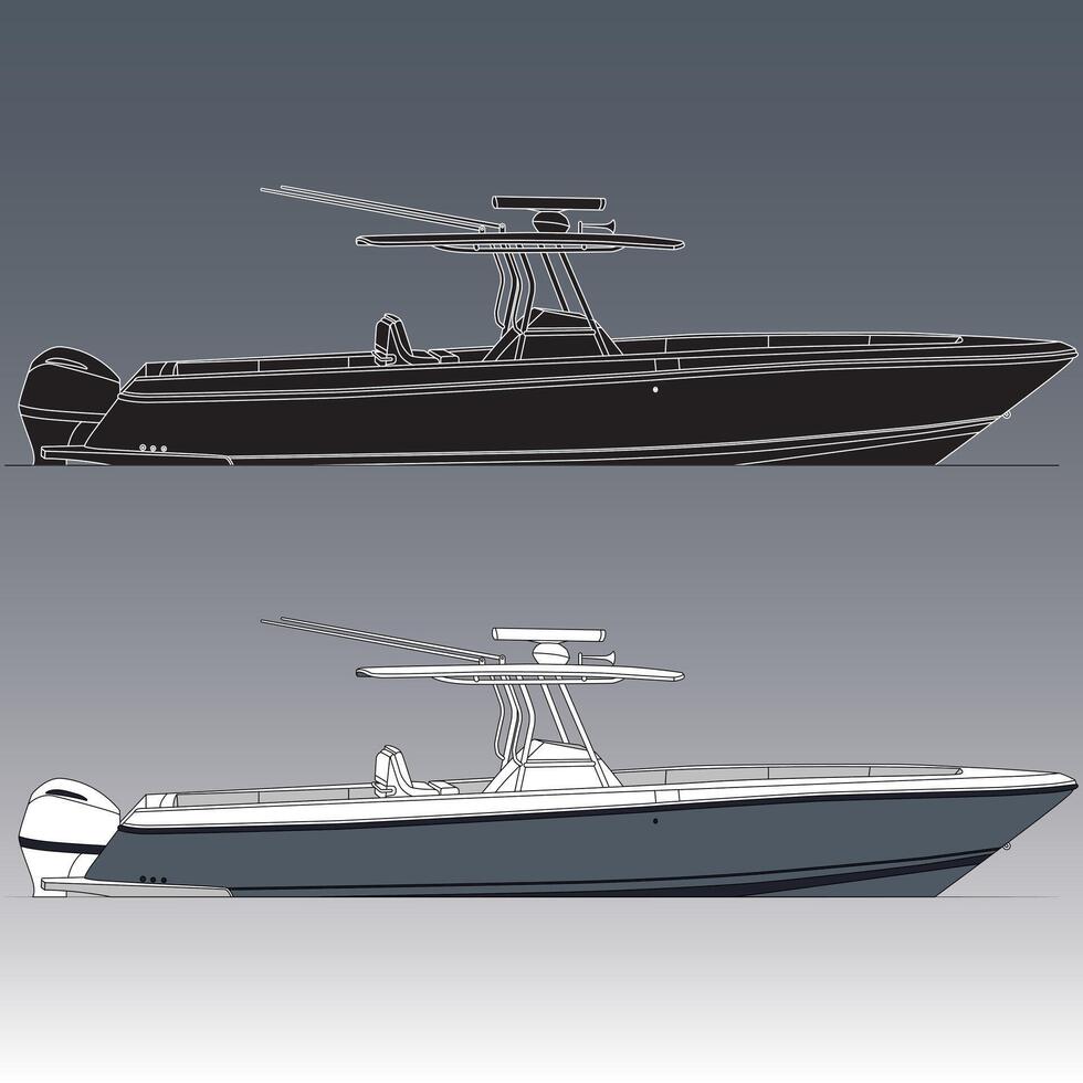 Fishing boat vector-art and one color vector