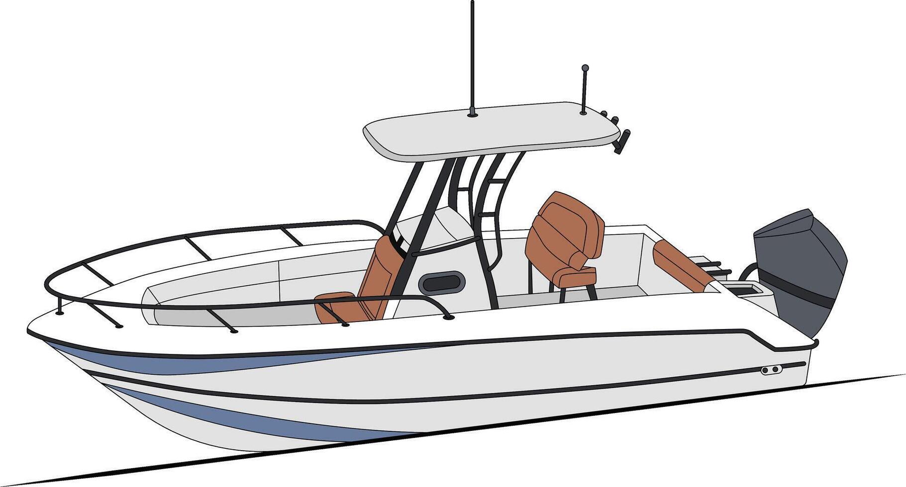 Top view fishing boat vector