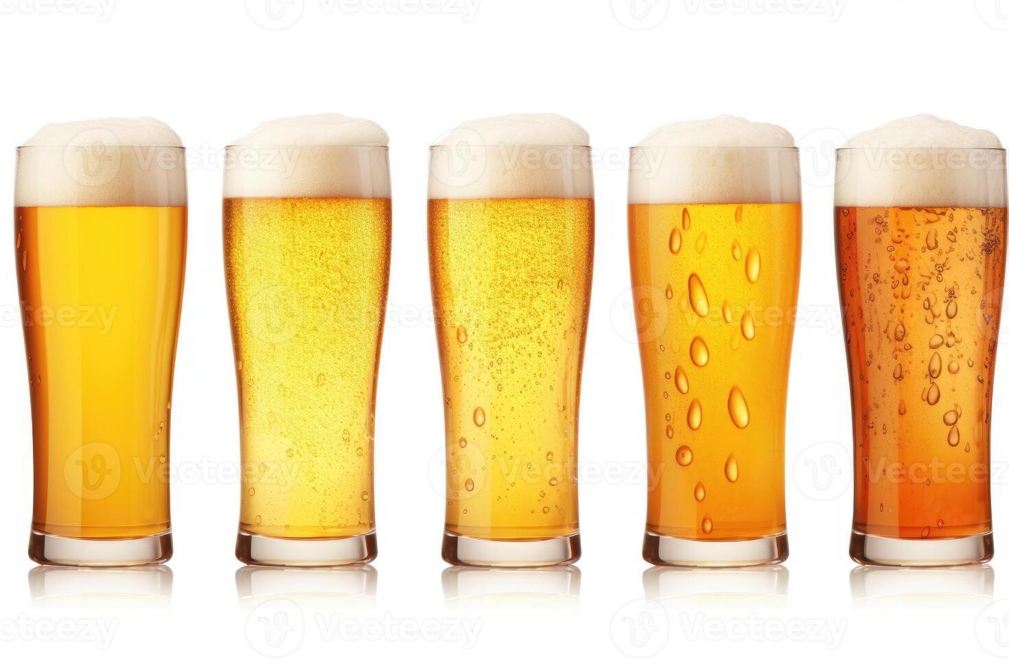 AI generated Isolated beer glasses on white background. photo