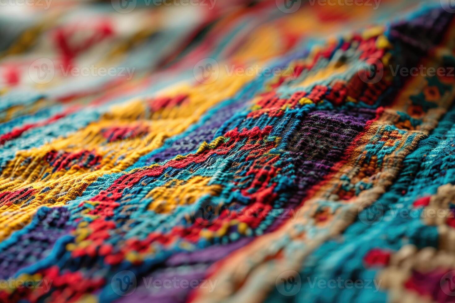 ai generado vistoso africanoperuano alfombra superficie de cerca con más motivos y textiles. foto