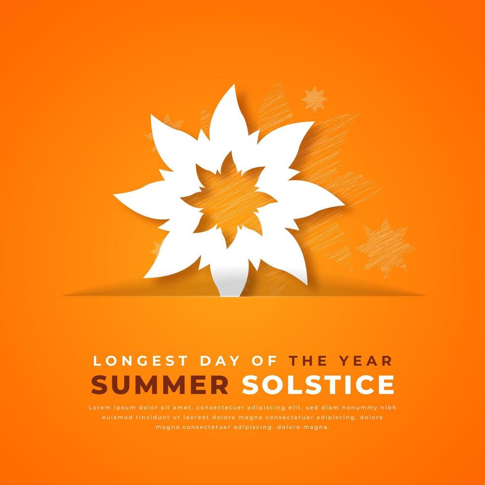 Summer Solstice. Longest Day of the Year Paper cut style Vector Design Illustration for Background, Poster, Banner, Advertising, Greeting Card