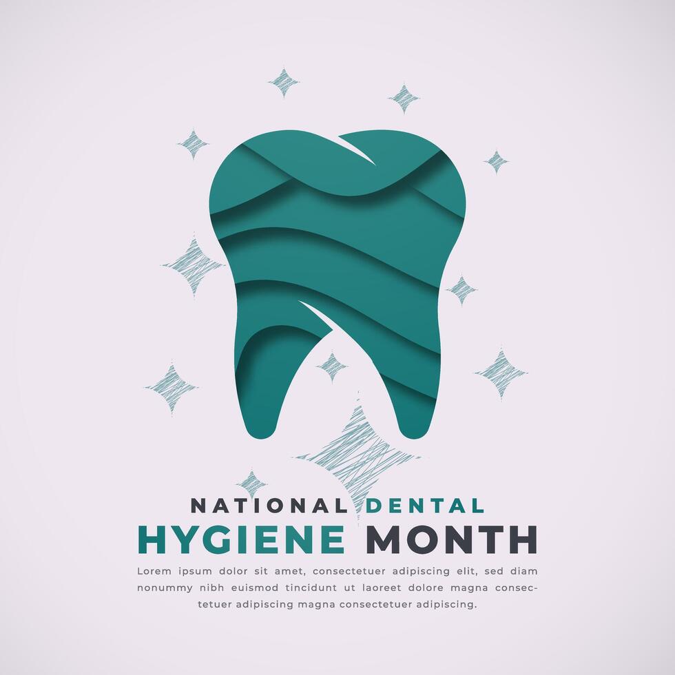 National Dental Hygiene Month Paper cut style Vector Design Illustration for Background, Poster, Banner, Advertising, Greeting Card