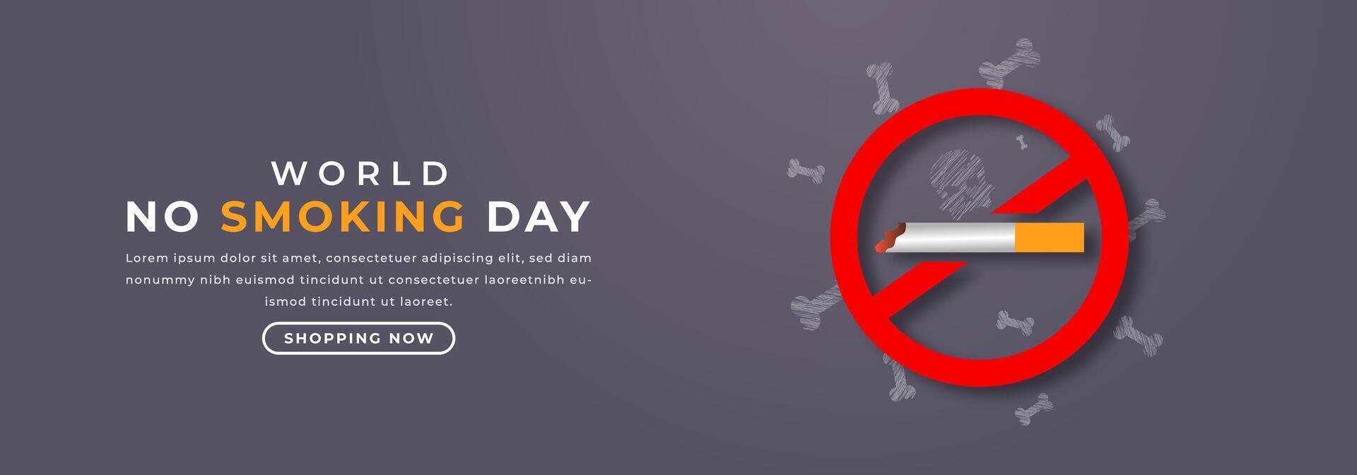 No Smoking day Paper cut style Vector Design Illustration for Background, Poster, Banner, Advertising, Greeting Card