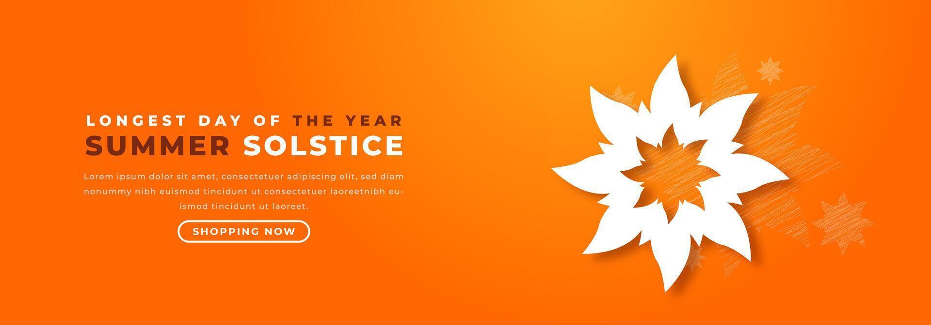 Summer Solstice. Longest Day of the Year Paper cut style Vector Design Illustration for Background, Poster, Banner, Advertising, Greeting Card
