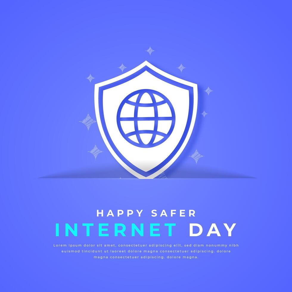 Happy Safer Internet Day Paper cut style Vector Design Illustration for Background, Poster, Banner, Advertising, Greeting Card