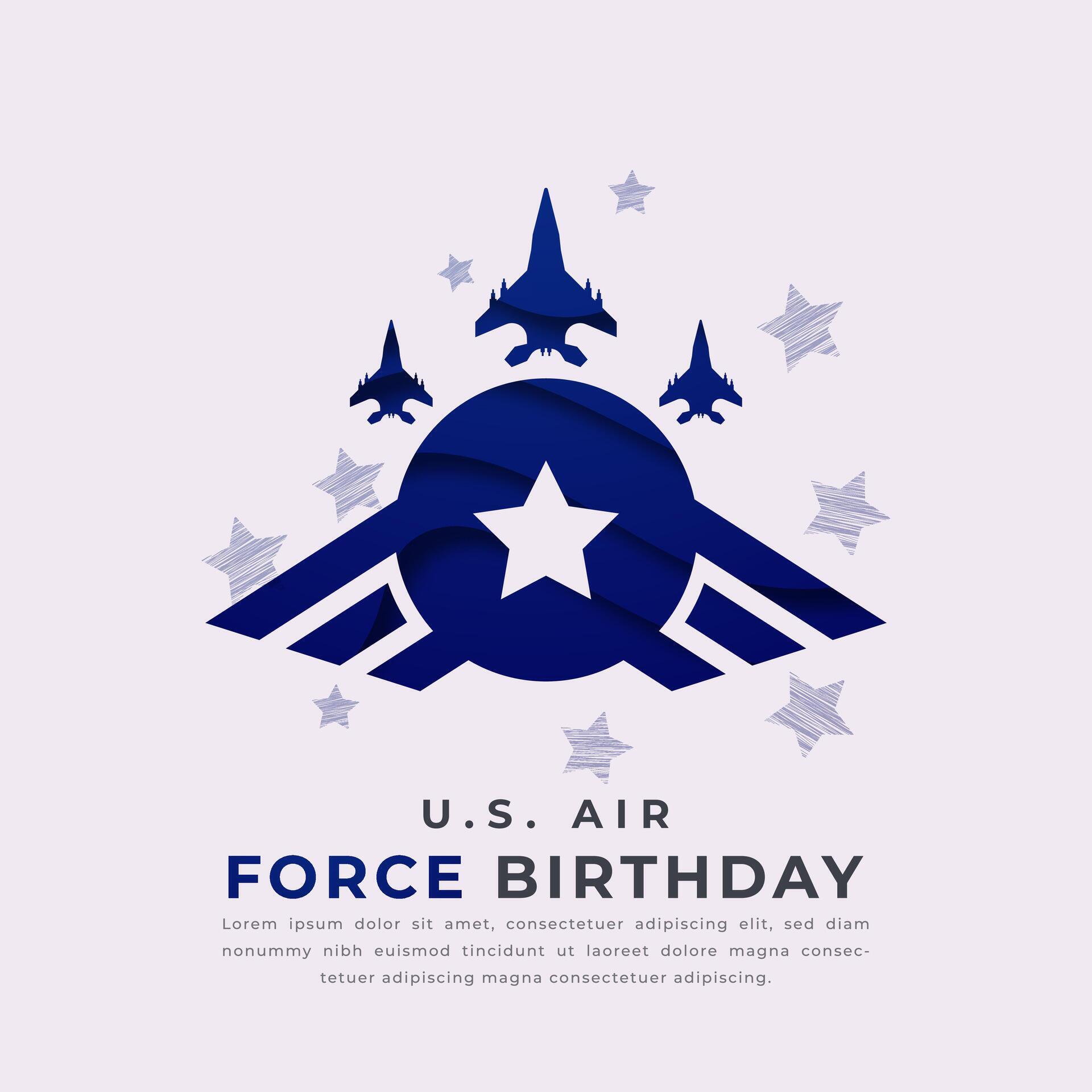 U.S. Air Force Birthday Paper cut style Vector Design Illustration for Background, Poster